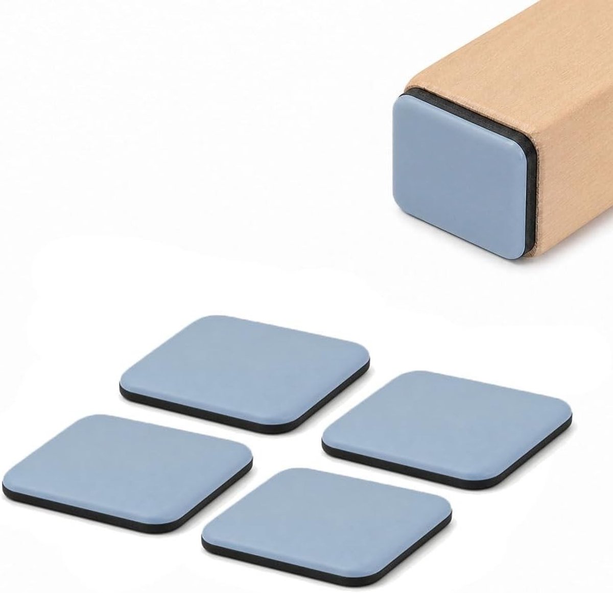 Set van 4 zelfklevende teflon glijders, 50 x 50 mm, meubelbescherming tegen krassen en eenvoudig verplaatsen van zware meubels