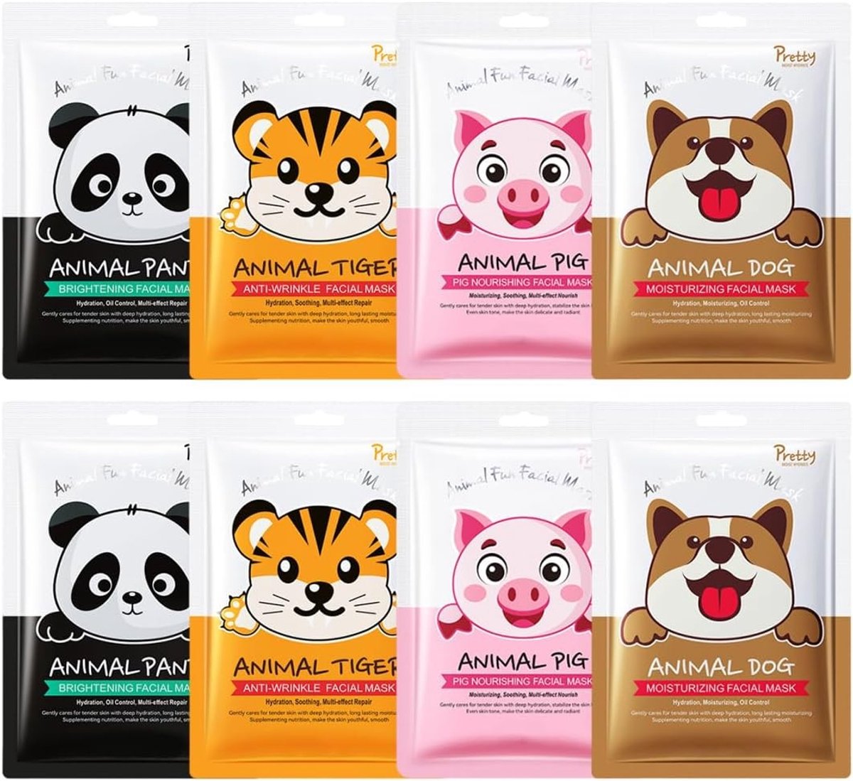 Gezichtsmaskers met dierenmotief voor kinderen, 8 stuks, verzorging, schoonheid en fun voor meisjes