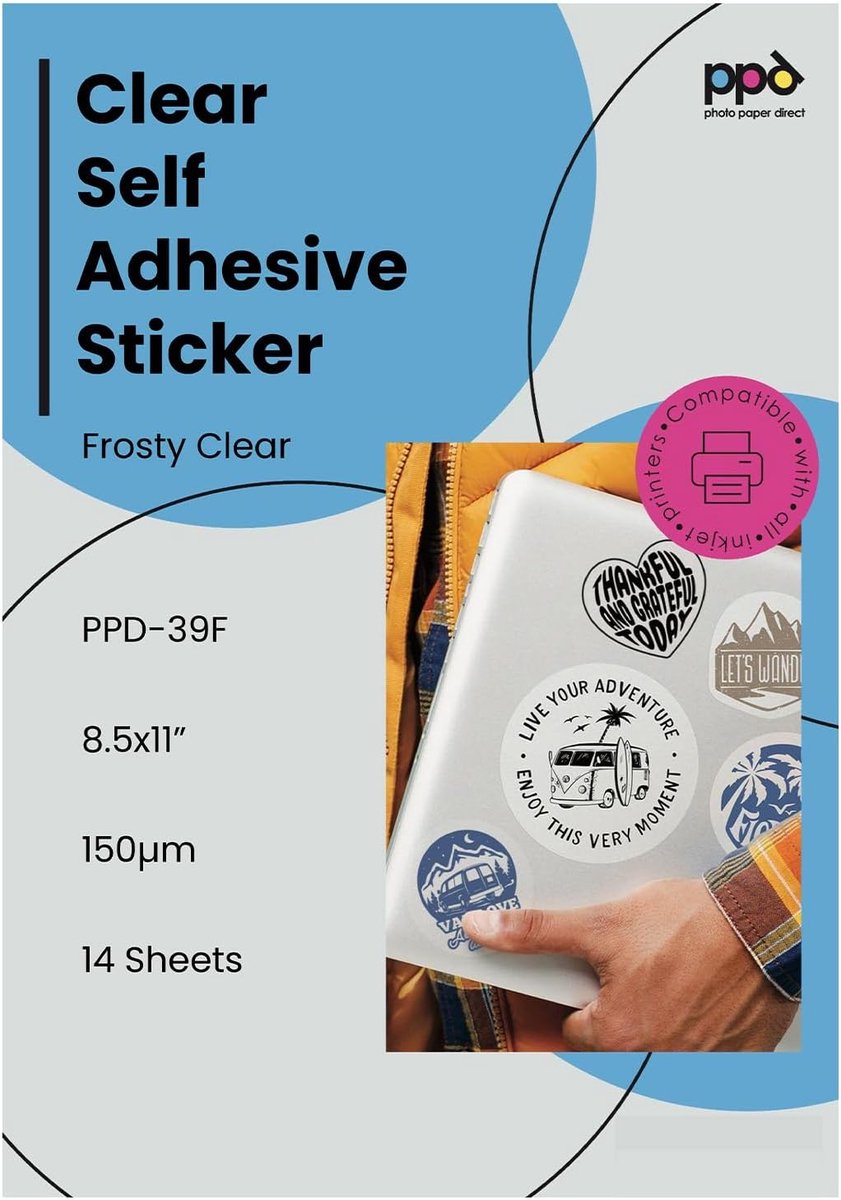 SnelShoppen - A4 Zelfklevende Frosted Sticker Film - 5 Vel - Premium Semi-Transparant - Foto Kwaliteit - Ideaal voor Labels, Stickers en Creatieve Pro
