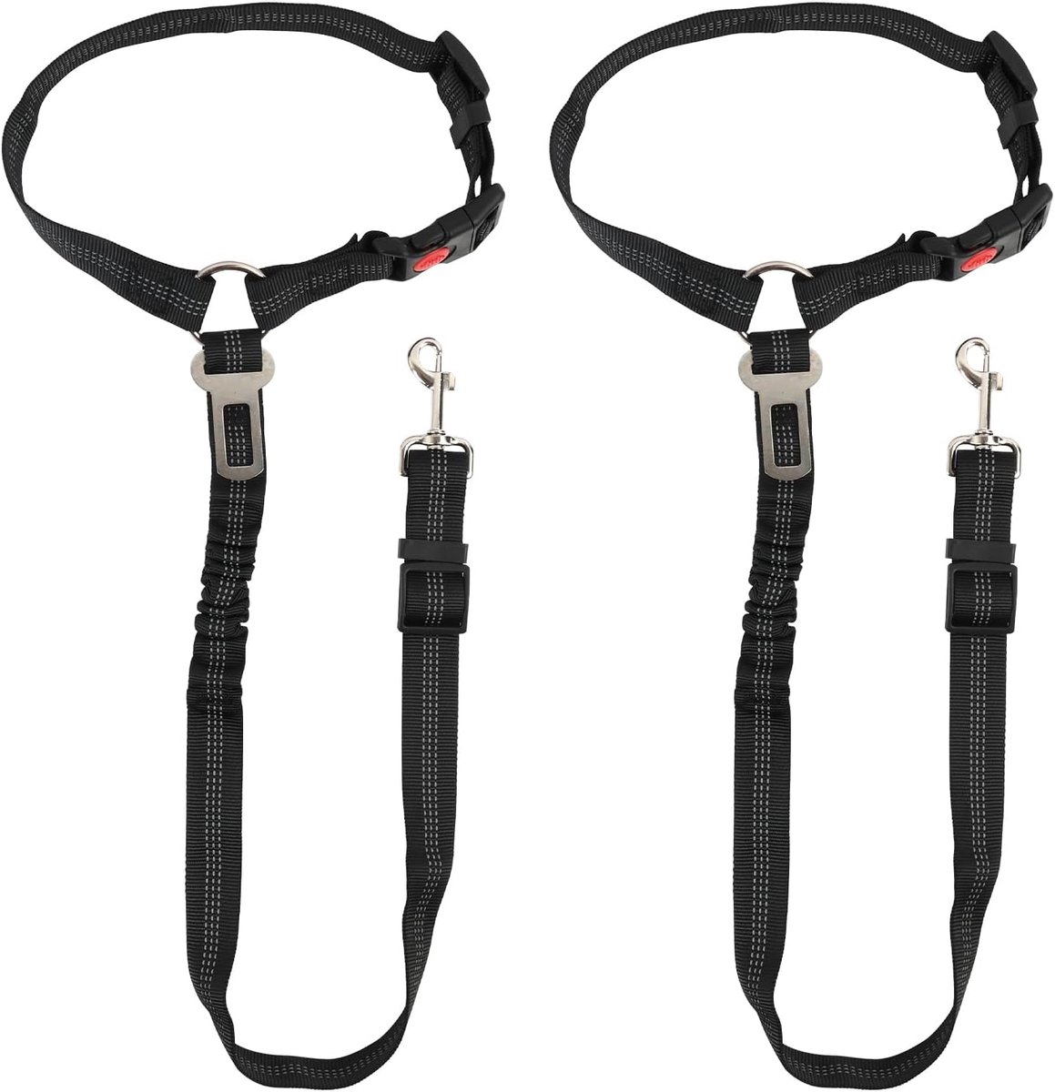 SnelShoppen - Pack van 2 Hondenriemen, Verstelbare Achterbank Veiligheidsriem voor Auto, Geschikt voor Kleine en Middelgrote Honden met Carabiner en H