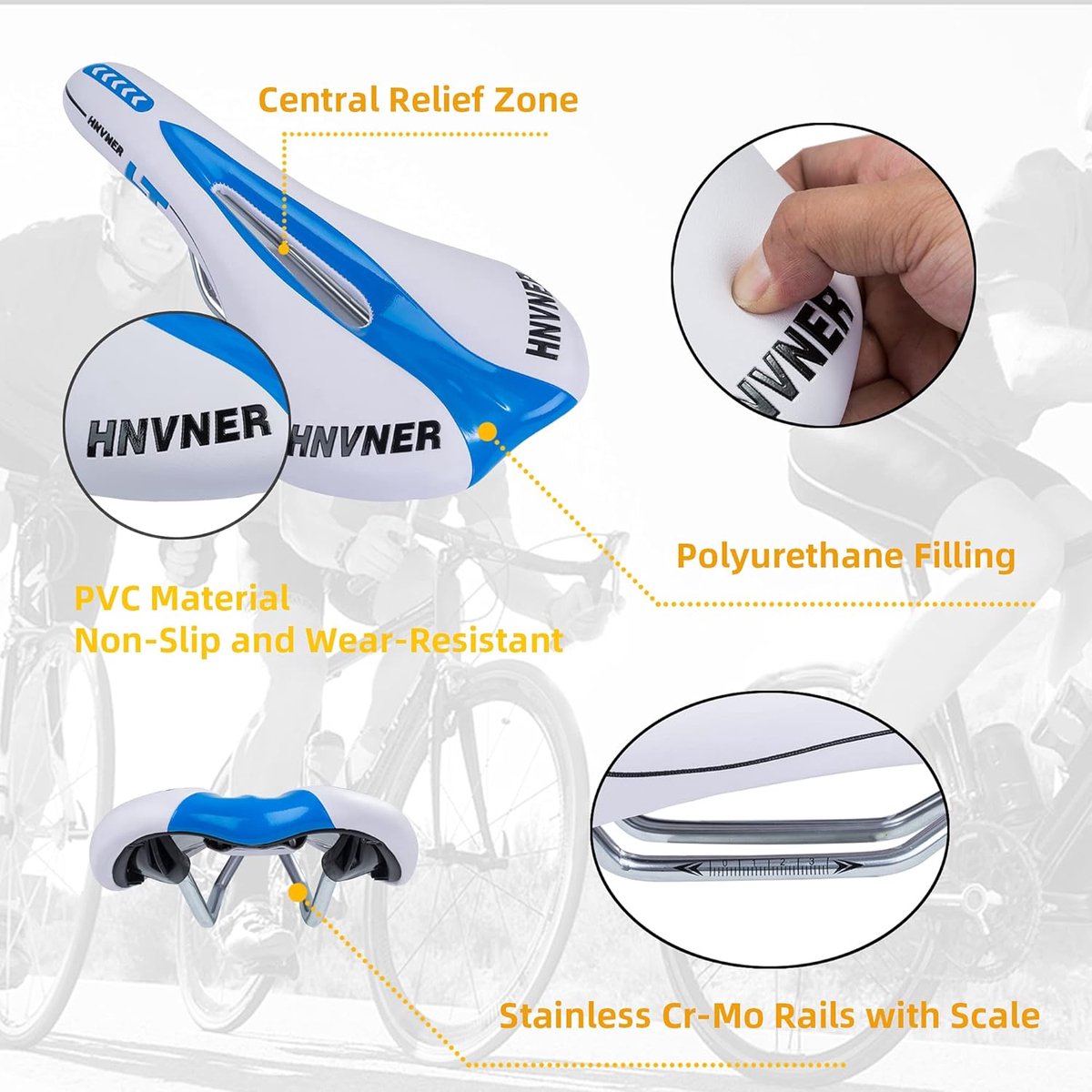 SnelShoppen - Ergonomisch Mountainbikestoel Fietszadel met Centrale Ontlastingszone, Traagschuim, Ademend Fietskussen voor Dames en Heren, MTB/Racefie