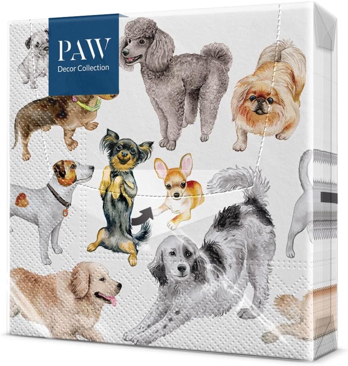 SnelShoppen - Papieren Servetten 3 Laags (33x33 cm) - 20 Stuks - Kindervriendelijk Feestdecoratie - Milieuvriendelijk - Honden Geluk Thema - Ideaal vo
