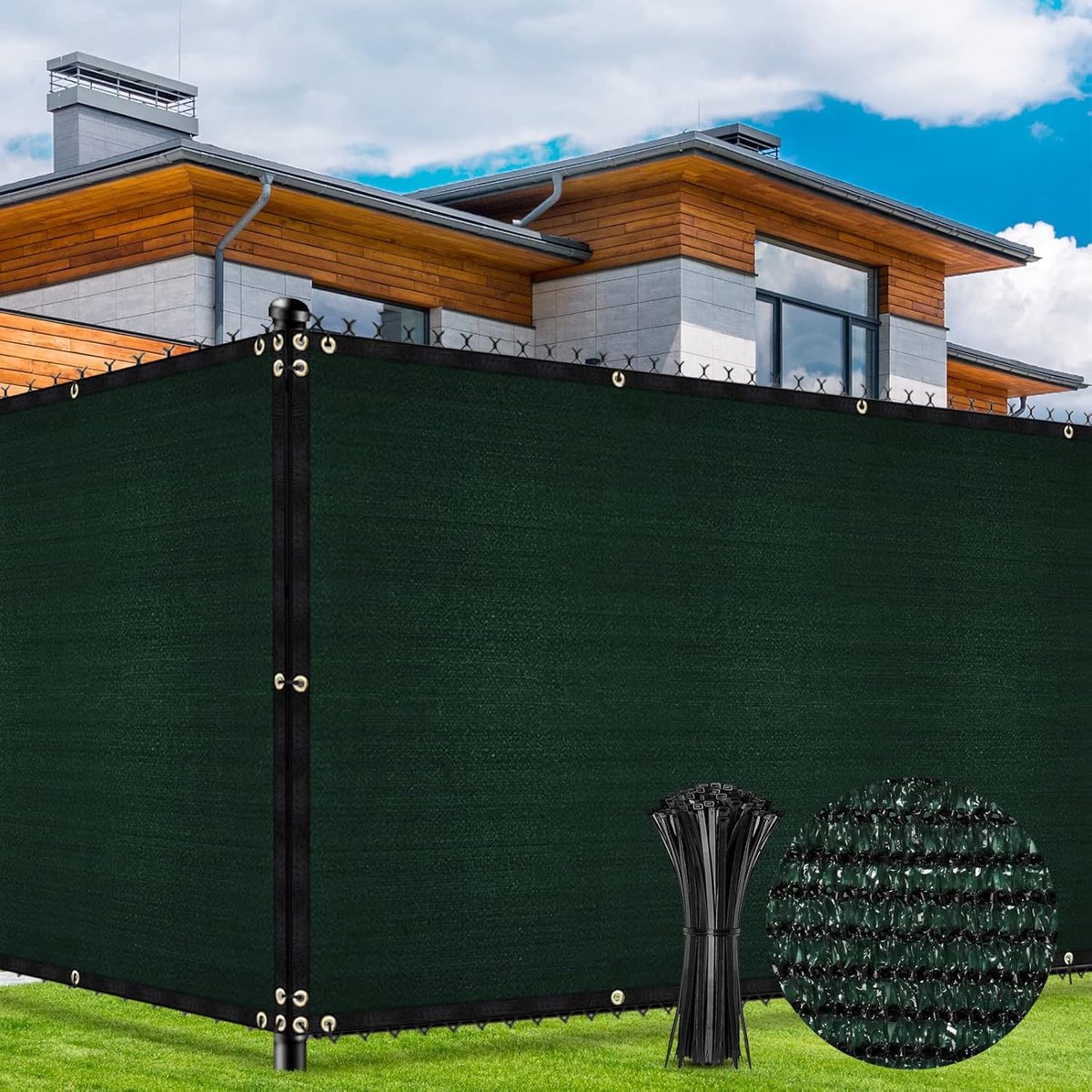 SnelShoppen - Privacy Scherm Tuin 1.2m x 15.2m - Groen Windbescherming - 90% Blokkering UV Bescherming - 142gsm HDPE Materiaal - Inclusief 80 Kabelbin