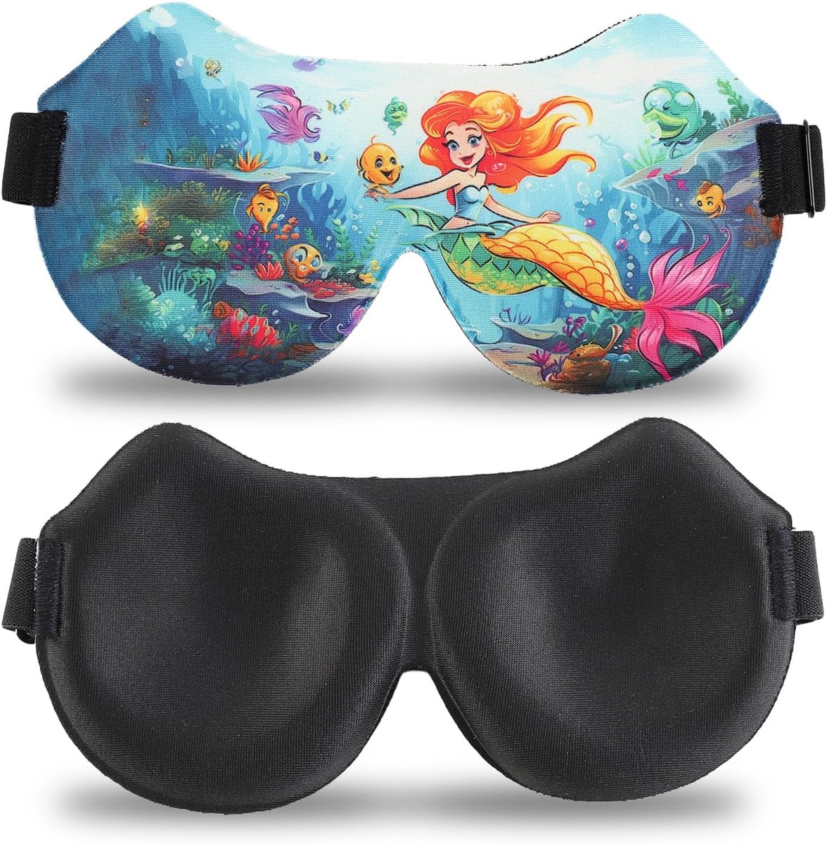 SnelShoppen - Kinderen Nachtmasker, 3D Slaapmasker met Verstelbare Band, Ademend Materiaal, Lichtdicht Ontwerp, Zeemeermin Onderwater Thema voor Kinde