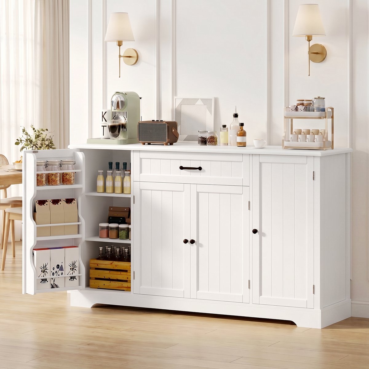 Bealife AP100 Keukenkast - 1 Lade en 4 Deuren - 142 x 40 x 73 cm - Wit