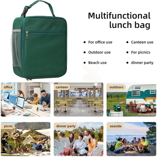 Lunchtas - Geïsoleerde Lunchbox - Compacte Koeltas voor Werk en School - Waterdicht en Opvouwbaar - Met Verstelbare Schouderband - 6.3 Liter - Groen van Bobypet — afbeelding 3