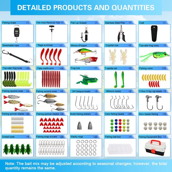 SnelShoppen - Hengelset 213-delig voor Beginners en Experts, Complete Hengelset met Draagbare Doos, Ideaal voor Baars, Bluegill en Snoek, Visspullen, van Snelshoppen — afbeelding 2
