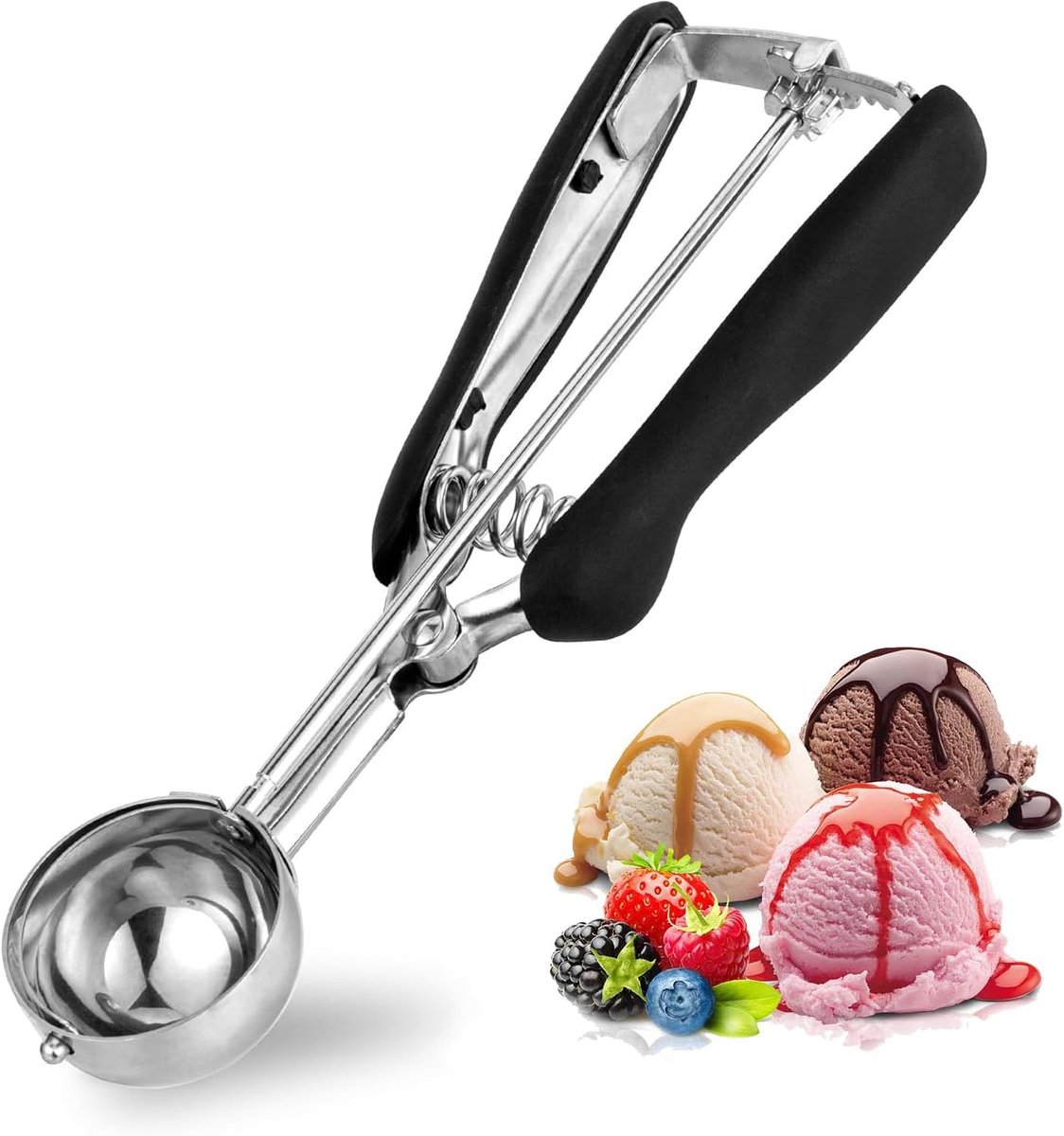Ergonomische IJslepel met Trigger voor Perfecte IJsballen, Desserts en Aardappelpuree - Vaatwasserbestendig en Roestvrij Ontwerp (4.4cm/1.7inch)