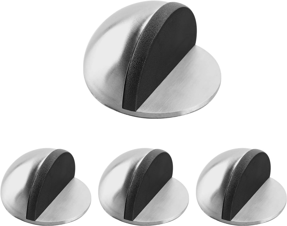 Set van 4 Zelfklevende Deurstoppers - Polished Oval Deurstoppers voor Vloer en Wandbescherming, RVS Deurstoppers voor Binnengebruik in Huis