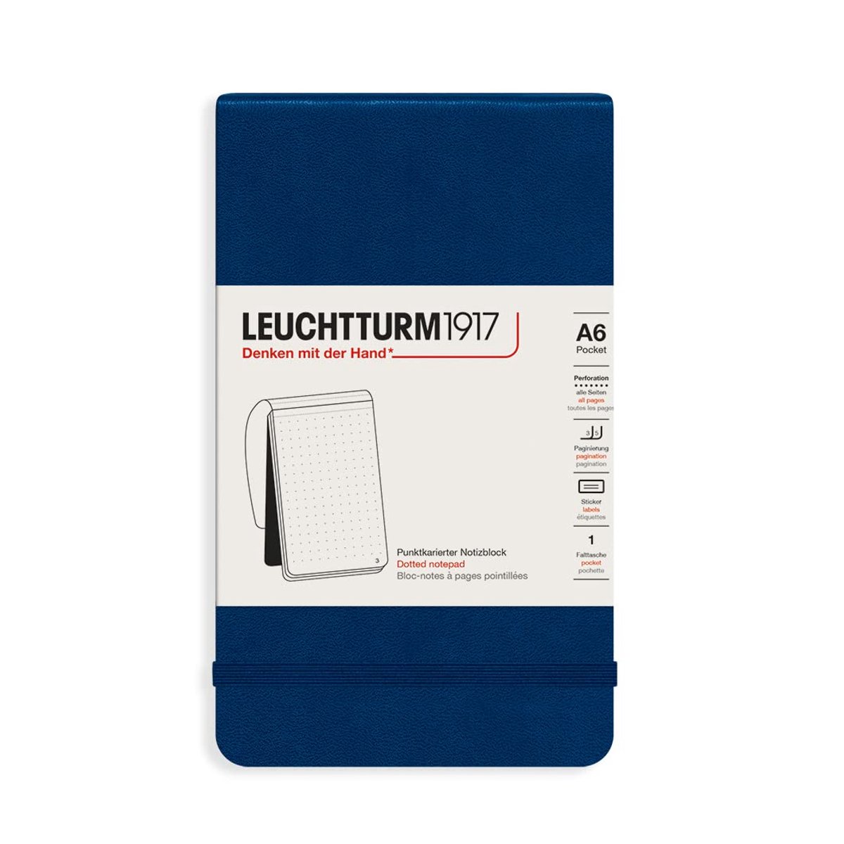 SnelShoppen - Notitieboek Pocket A6 Hardcover - 184 Genummerde Pagina's - Dotted - Navy - Perfect Voor School, Werk, Notities en Creatieve Projecten