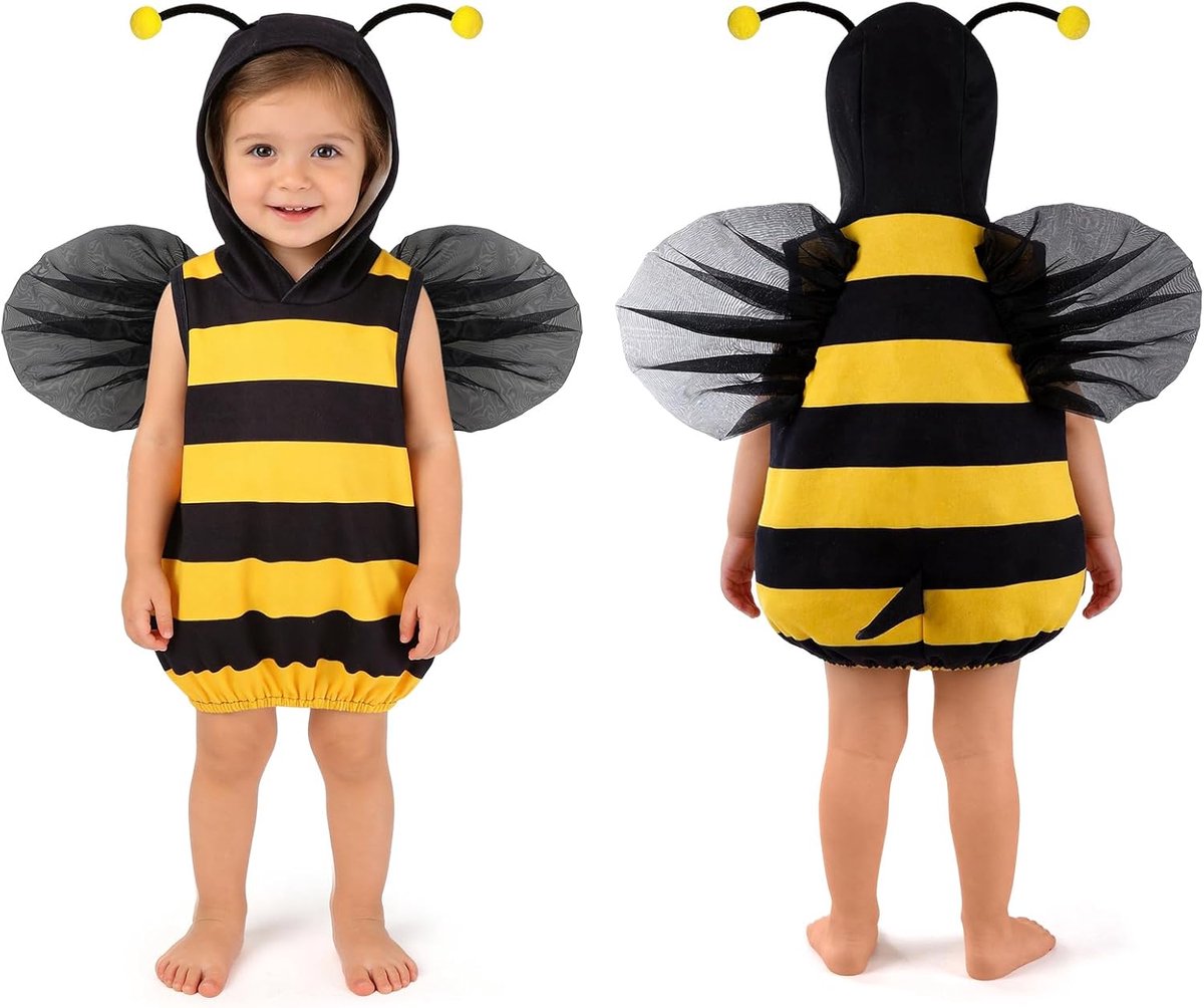 SnelShoppen - Dinosaur Bee Kostuum voor Kinderen - Schattige Baby Romper - Voor Feestjes, Carnaval, Halloween - Geschikt voor 0-3 Jaar - Zacht en Adem