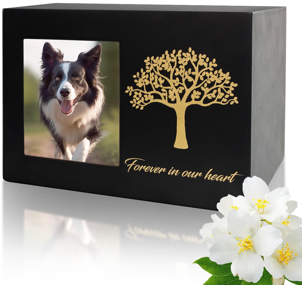 Dailygoods - Gepersonaliseerde Huisdier Urn met Fotolijst - Houten As Kist voor Hond of Ka