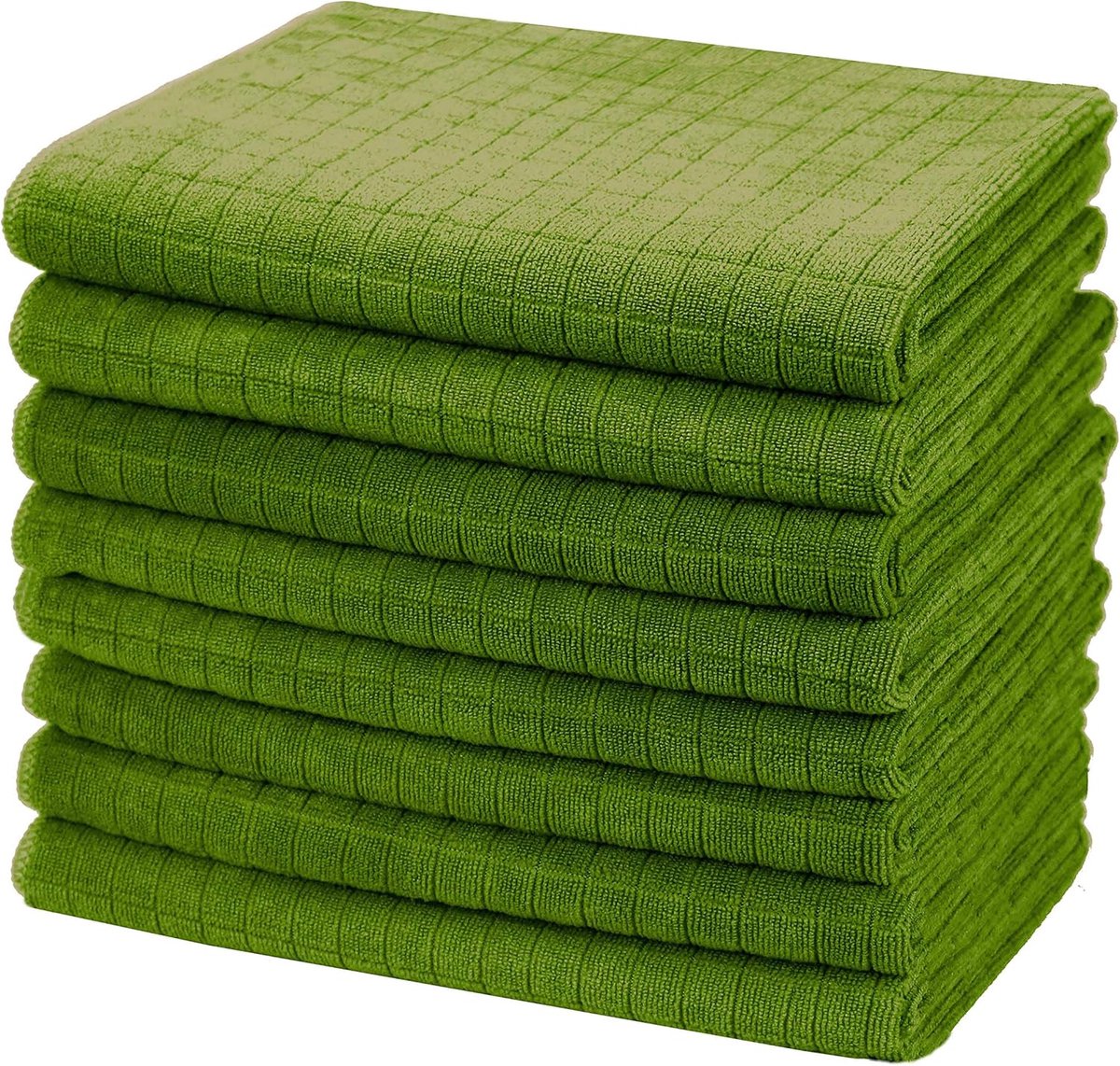 SnelShoppen - Microvezel Keukenhanddoeken, Extra Absorberend en Pluisvrij, 8 Stuks, 45 x 65 cm, Grasgroen, Ideaal voor Droog Dishes, Glazen en Servies