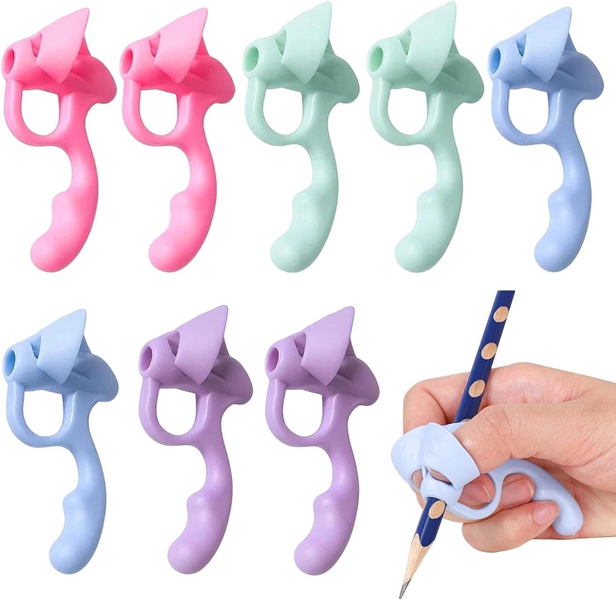 SnelShoppen - 8 Stuks Schrijfhulpen Potloden Pen Houder Kinderen Schoolbenodigdheden Grip Hulp Pen Voor Links- en Rechtshandigen - Ideaal Voor Beginne