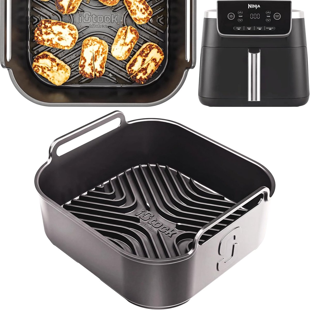SnelShoppen - Siliconen Liners voor Aairfryer - Herbruikbare Bakmatten - 100% Food Grade Siliconen - Zwart - Set van 2 - Ideaal voor Keuken en Gezond