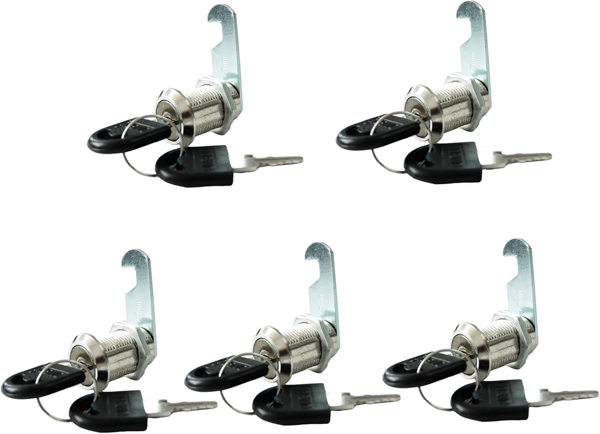 SnelShoppen - 5Pcs Ladekast Slot, Cam Lock Meubel Slot, Beveiliging Brievenbus Slot, Lade Lock met 10 Sleutels, Voor Archiefkasten, Kluisjes, Keukenka