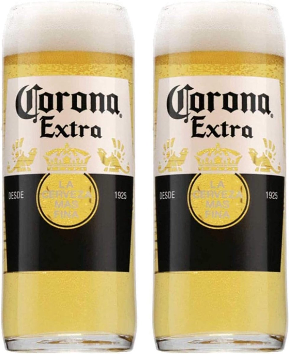 SnelShoppen - 2 x Pint Glassen voor Bier - Officiële Nucleated Glazen - Perfect voor Thuis, Feest, Tuin en Camping - 0,5L Heldere Glas - Corona Stijl