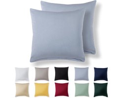 SnelShoppen - Set van 2 Alreya Kussenhoezen 60 x 60 cm - Lichtblauw - 100% Jersey Katoen - Super Zachte Kussenhoezen met Rits voor Woonkamer, Slaapkam