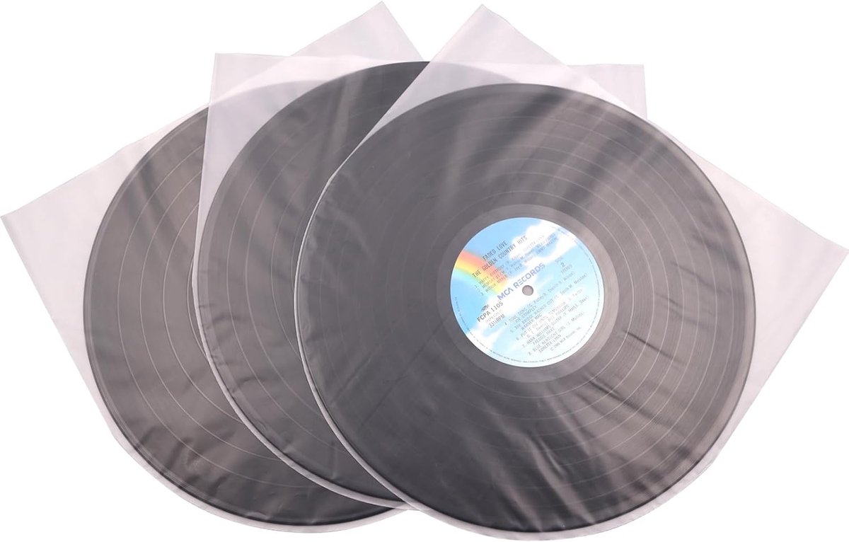 SnelShoppen - LP Vinyl Inner Sleeves Transparant Antistatische Plastic Rondbodem Beschermhoezen voor Album Covers (12 Inch, 50 Stuks)
