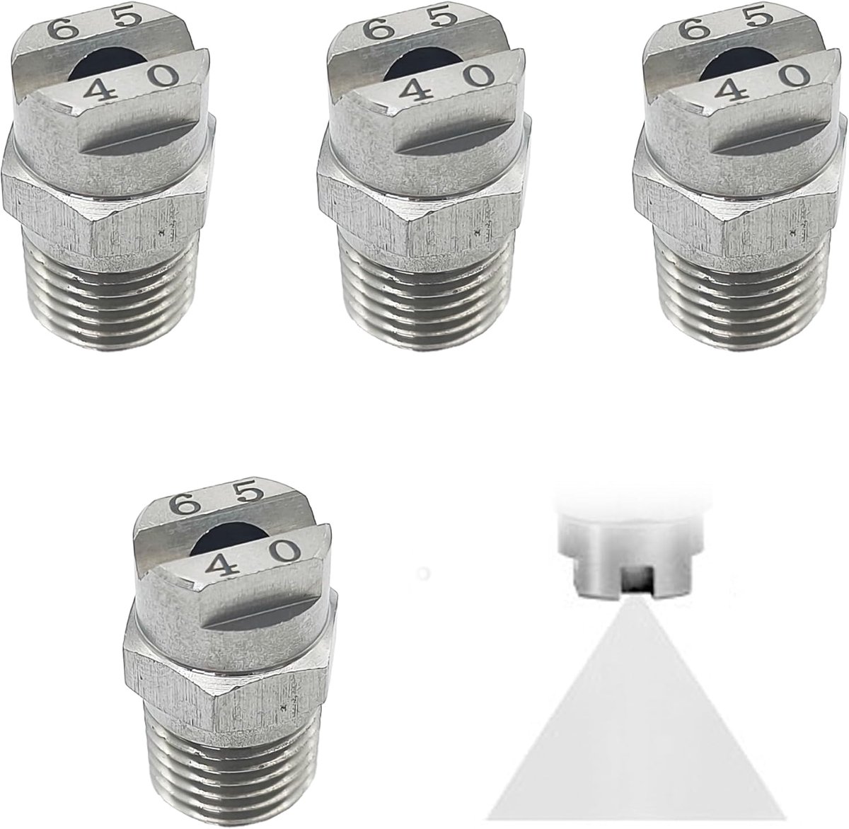 SnelShoppen - 4 Stuks Hogedrukreiniger Oppervlakteschoonmaker, 65 Graden, 4 mm Sproeipunt, 1/4 Inch Schroefdraad Aansluiting, Hogedruk Sproeikop voor