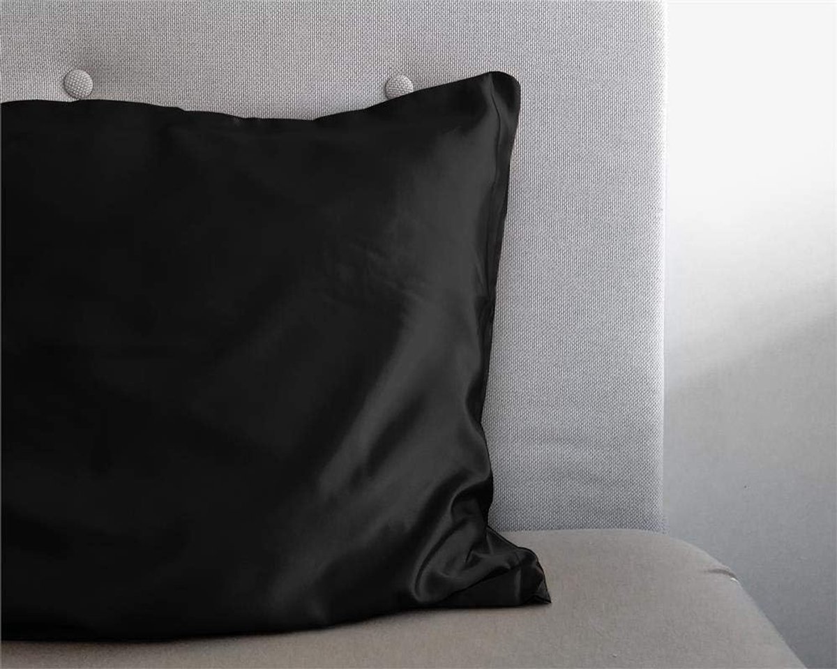 SnelShoppen - Pillowcase Gloss Satin 60x70cm - Antiallergisch, Reguleert Sebumproductie, Zwart - Voor een Stralend Gezicht en Gezond Haar