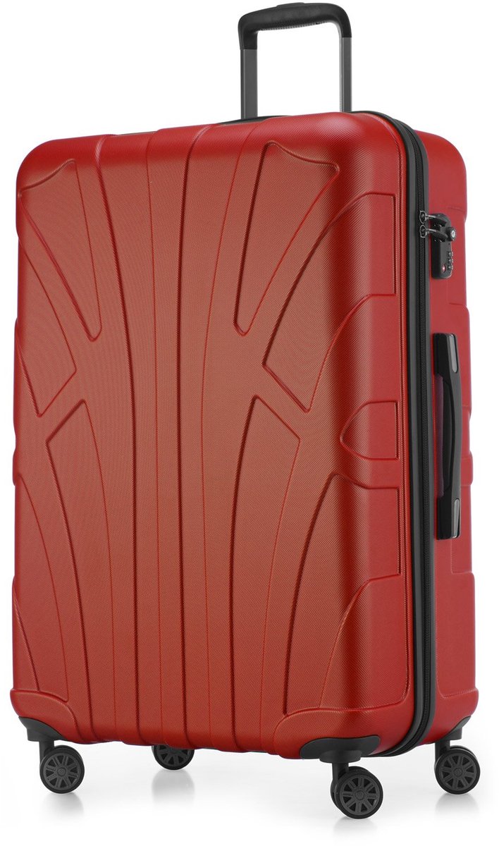 SnelShoppen - Grote koffer 76 x 53 x 31 cm ABS harde schaal uitbreidbaar 96-110 L met TSA slot 4 dubbele wielen telescopische handgreep trolley Rood