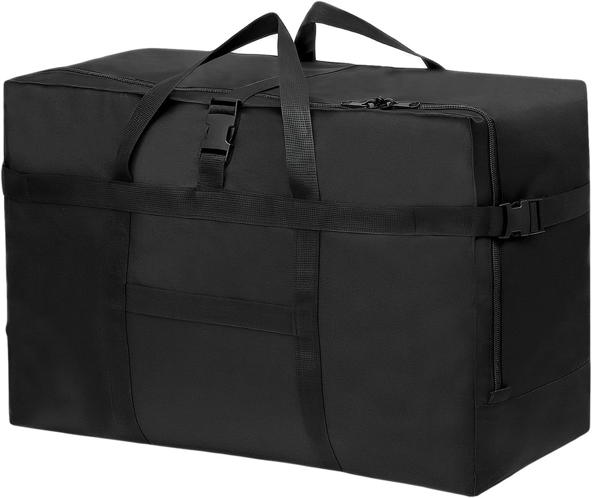 Extra grote lichtgewicht weekendtas, opvouwbare waterdichte reistassen met handvat, ideaal voor sport, verhuizing en dagelijkse opslag, zwart, 70*35*48cm