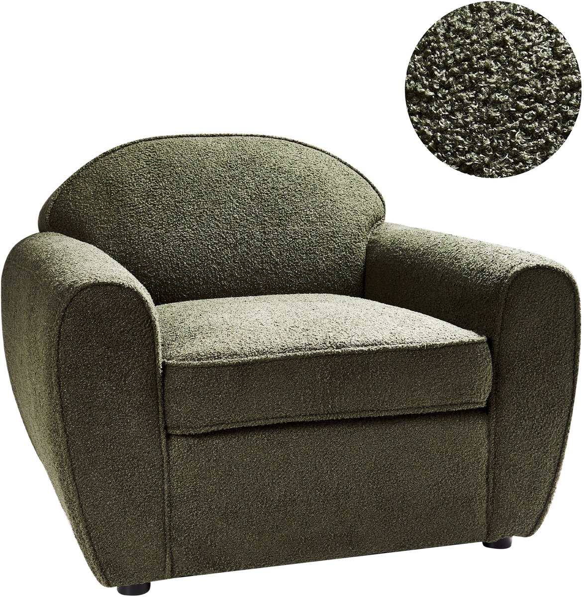 ELLEDE - Fauteuil - Donkergroen - Bouclé