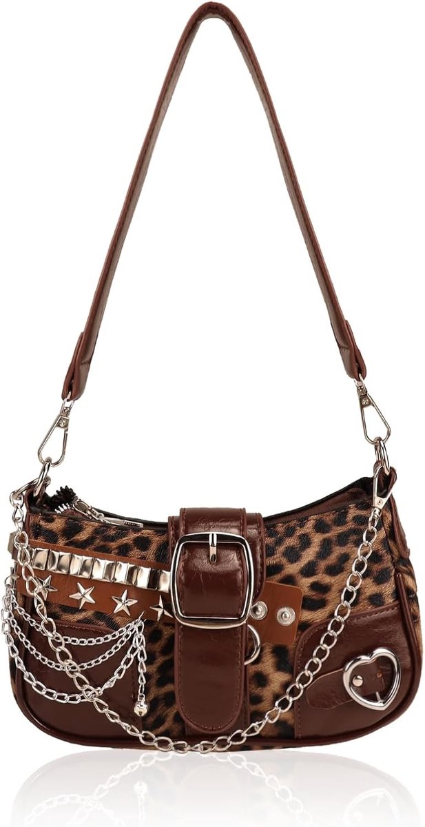 Dames Kleine Denim Schoudertas met Handketting en Verwijderbare Schouderriem, Modieuze Y2K Hobo Tas met Rits voor Onder de Arm