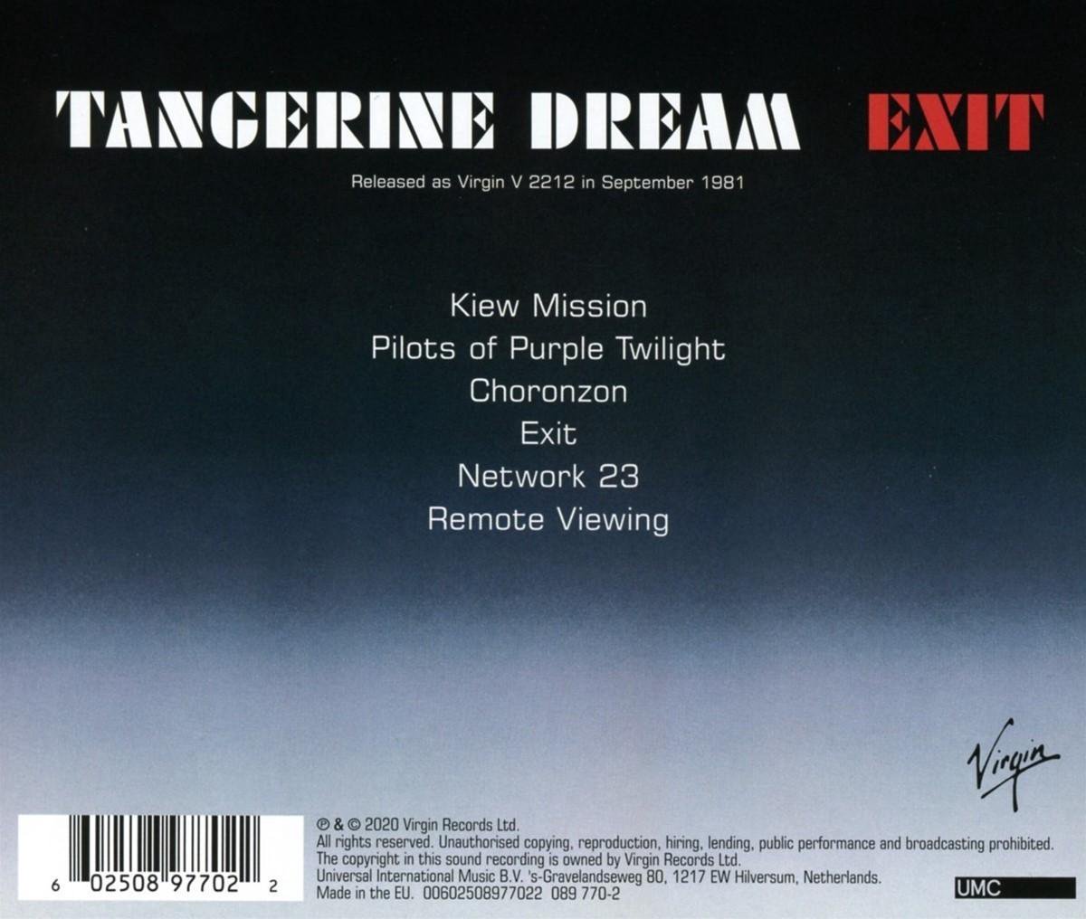 Tangerine Dream Exit (CD) (Remastered 2020), Tangerine Dream CD