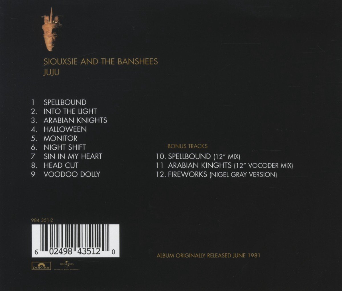 Siouxsie The Banshees Juju Cd Remastered Siouxsie The