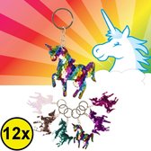 Decopatent® Cadeaux à distribuer 12 PCS Unicorn / Eenhoorn / Porte-clés Licorne avec Paillettes - Jouets Cadeaux Cadeaux pour Enfants