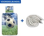 Dekbedovertrek voor Kinderen - Eenpersoons - 140x200/220cm - Inclusief 1 Kussensloop - 100% Versterkt Katoen - Voetbal Sander + Wasbaar Microfiber Dekbed - 140x220cm - Wit