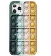 iPhone 12 Back Cover Pop It Hoesje - Soft Case - Regenboog - Fidget - Apple iPhone 12 - Groen / Lichtblauw