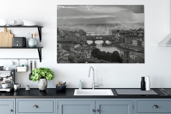 Toile Peinture Italie - Zwart - Wit - Pont - 120x80 cm - Décoration murale