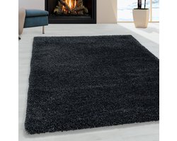 Ayyıldız FLUFFY Rechtech Antraciet Shaggy Modern Vloerkleed - 60 X 110 CM - Polypropyleen - Jute