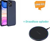 Silicone Case Geschikt Voor Apple Iphone 11 - Blauw Met Draadloze Oplader