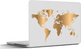 Laptop sticker - 12.3 inch - Wereldkaart - Goud - Patroon - Kinderen - Jongens - Meisjes - 30x22cm - Laptopstickers - Laptop skin - Cover