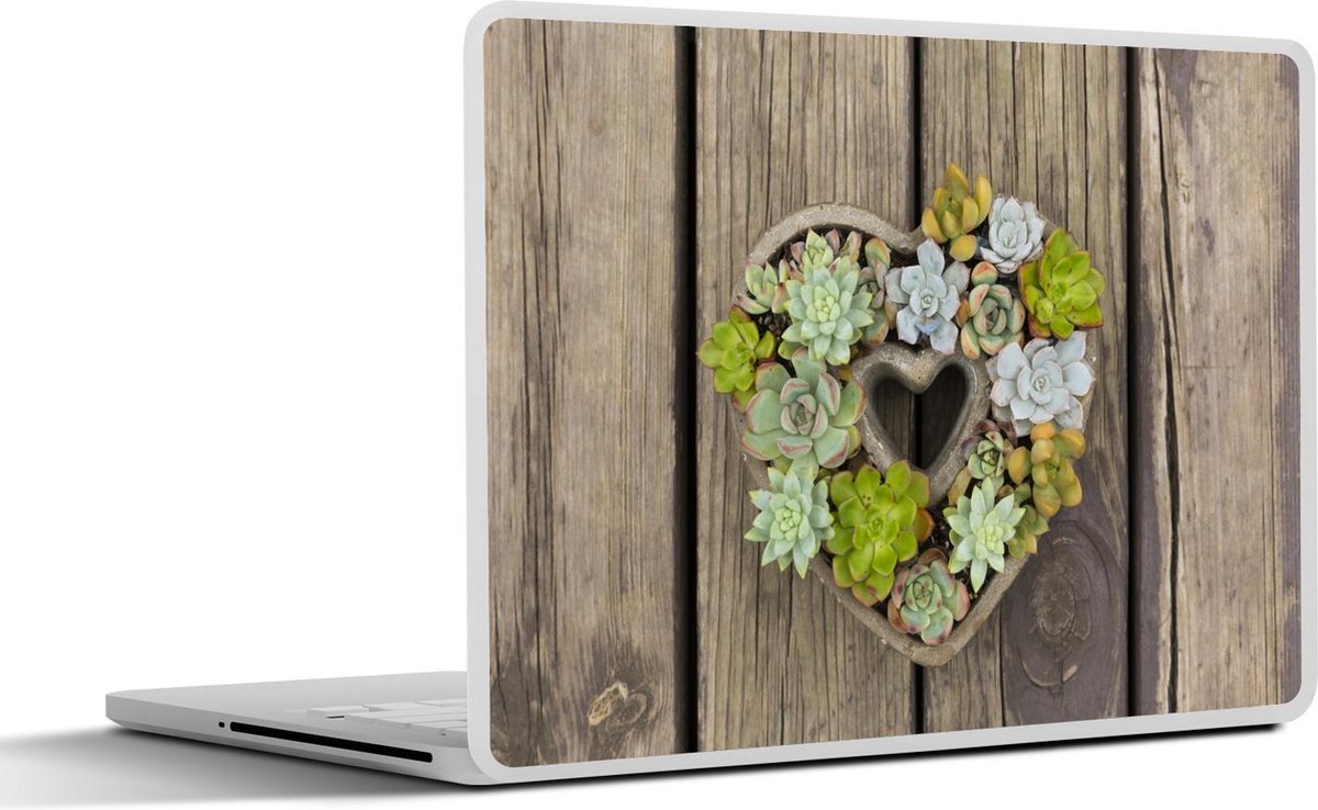 Afbeelding van product SleevesAndCases  Laptop sticker - 15.6 inch - Vetplanten groeien in een hartvormige pot