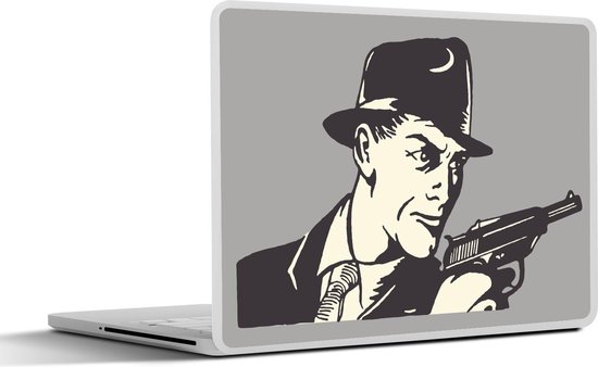 Laptop Sticker 10 1 Inch Tekening Maffia Man Met Een Pistool Bol