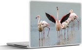 Laptop sticker - 11.6 inch - Een flamingo die zich uitstrekt - 30x21cm - Laptopstickers - Laptop skin - Cover