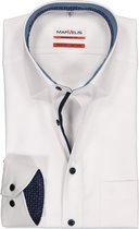 MARVELIS modern fit overhemd - wit structuur (contrast) - Strijkvrij - Boordmaat: 39