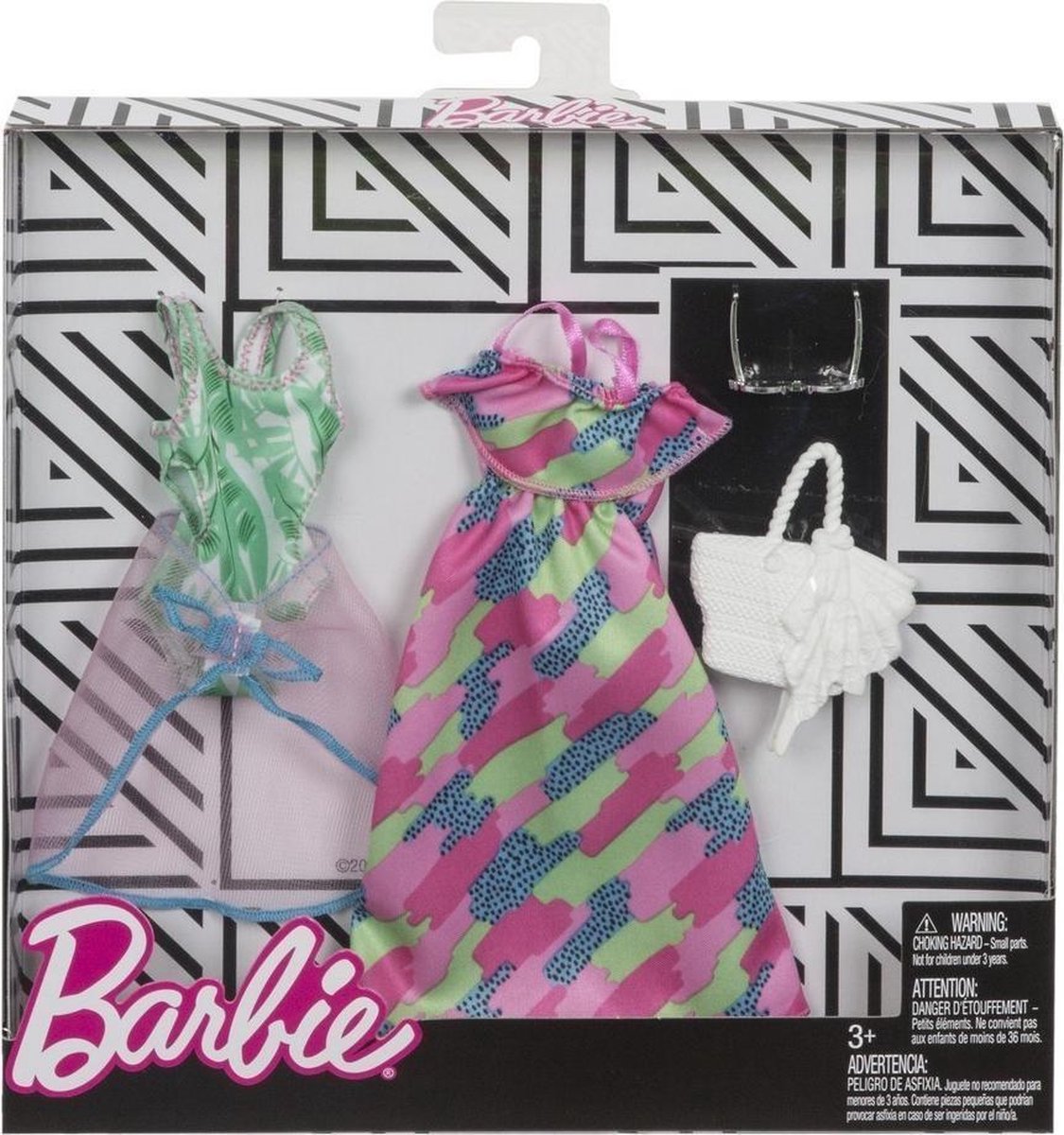 Barbie Kledingset jurkje, badpak, omslag, handtas en zonnebril - Barbie