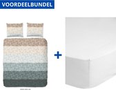 Luxe Zachte Dekbedovertrek Tweepersoons - Lits Jumeaux - 240x200/220cm - Inclusief 2 Kussenslopen - 100% Versterkt Katoen - Mick + Zachte Katoenen Hoeslaken - 180x200cm - Wit