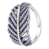 Tracelet - Zilveren Ringen - Ring Veer | Engel veer met zirkonia | 925 Sterling Zilver - 925 Keurmerk Stempel - 925 Zilver Certificaat - In Leuke Cadeauverpakking