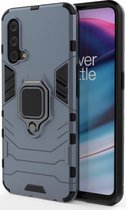 OnePlus Nord CE 5G Hoesje met Metalen Magnetische Ring Kickstand Blauw