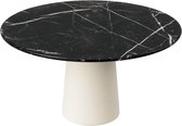 FLOW Ronde Eettafel - Nero Marquina Zwart Marmer (Beige Cilinder) - 160 x 160 x 75  - Gepolijst Rond