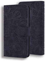 Samsung Galaxy S21 Plus Book Case Hoesje met Mandala Patroon - Pasjeshouder - Portemonnee - PU Leer - Samsung Galaxy S21 Plus - Zwart