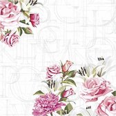 Tafel servetten Rose letters. 330x330mm - 20 st