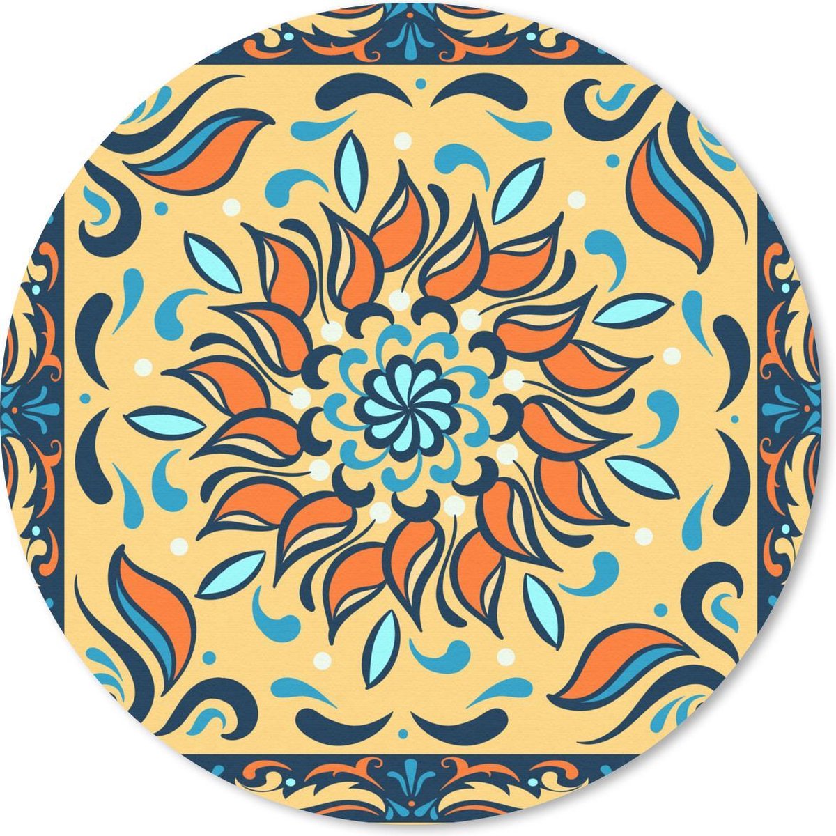 Muismat rond 40x40 cm - Mousepad Zonnebloemen - Kader - Vierkant - Ronde muismatten